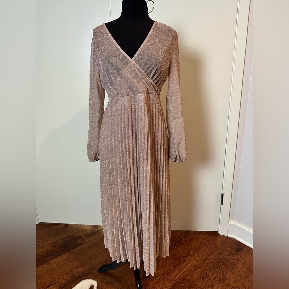 Sparkly Holiday Light Pink MIDI Dress (XL)